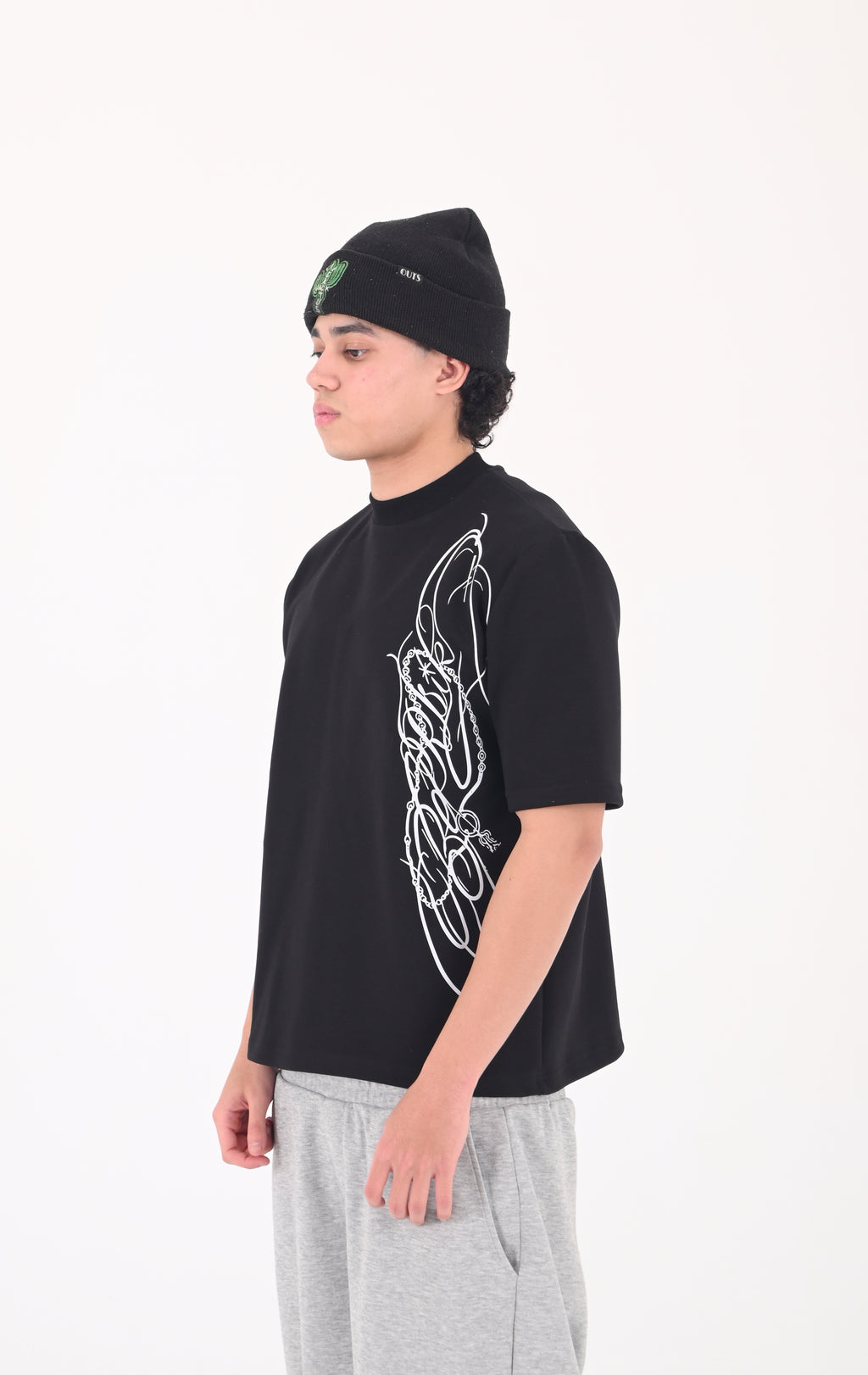 Vertical Signature Tee-Black