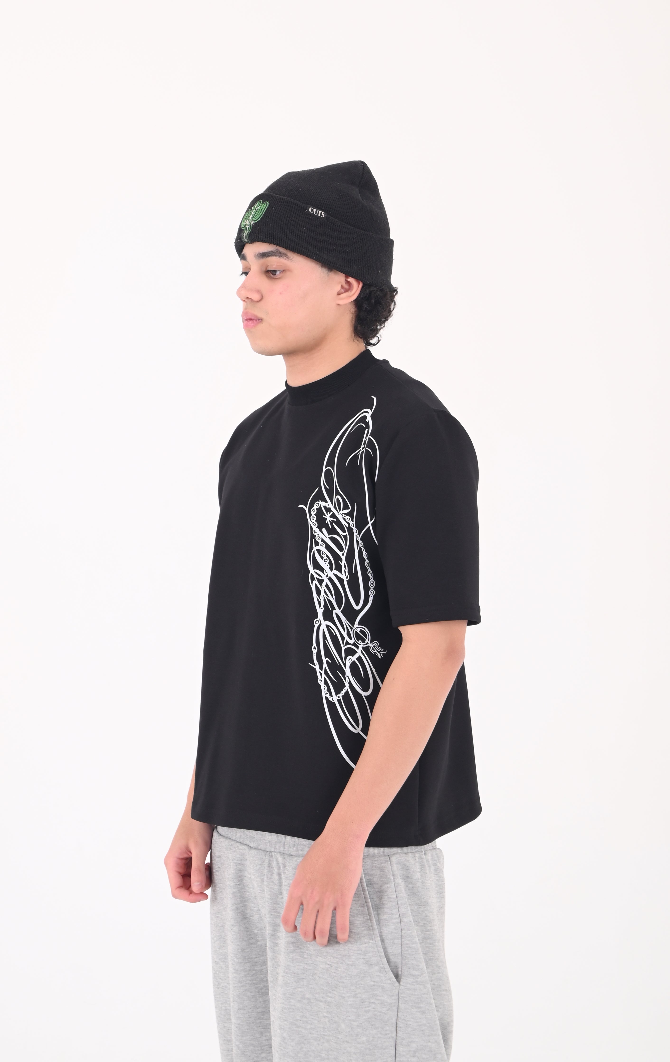 Vertical Signature Tee-Black